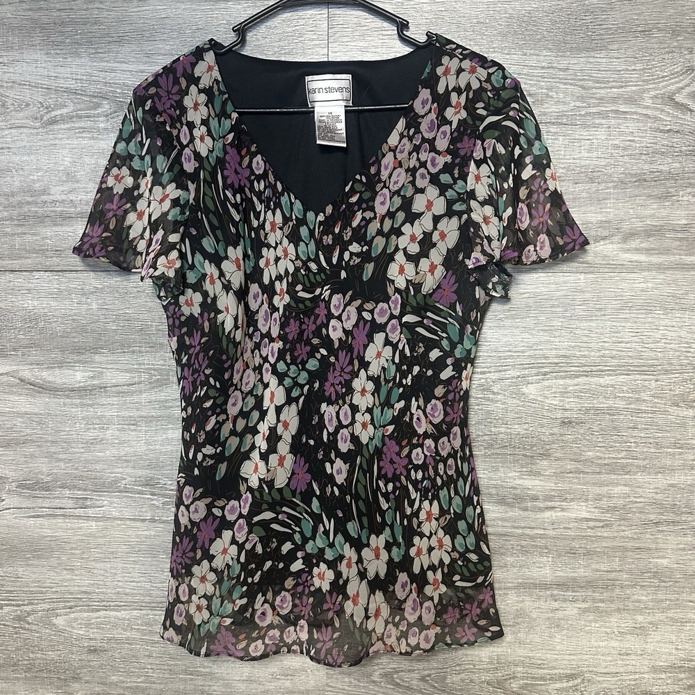 Vintage Karin Stevens Size 14 Top‎ With Skirt Ditsy Floral Print Tiered Skirt